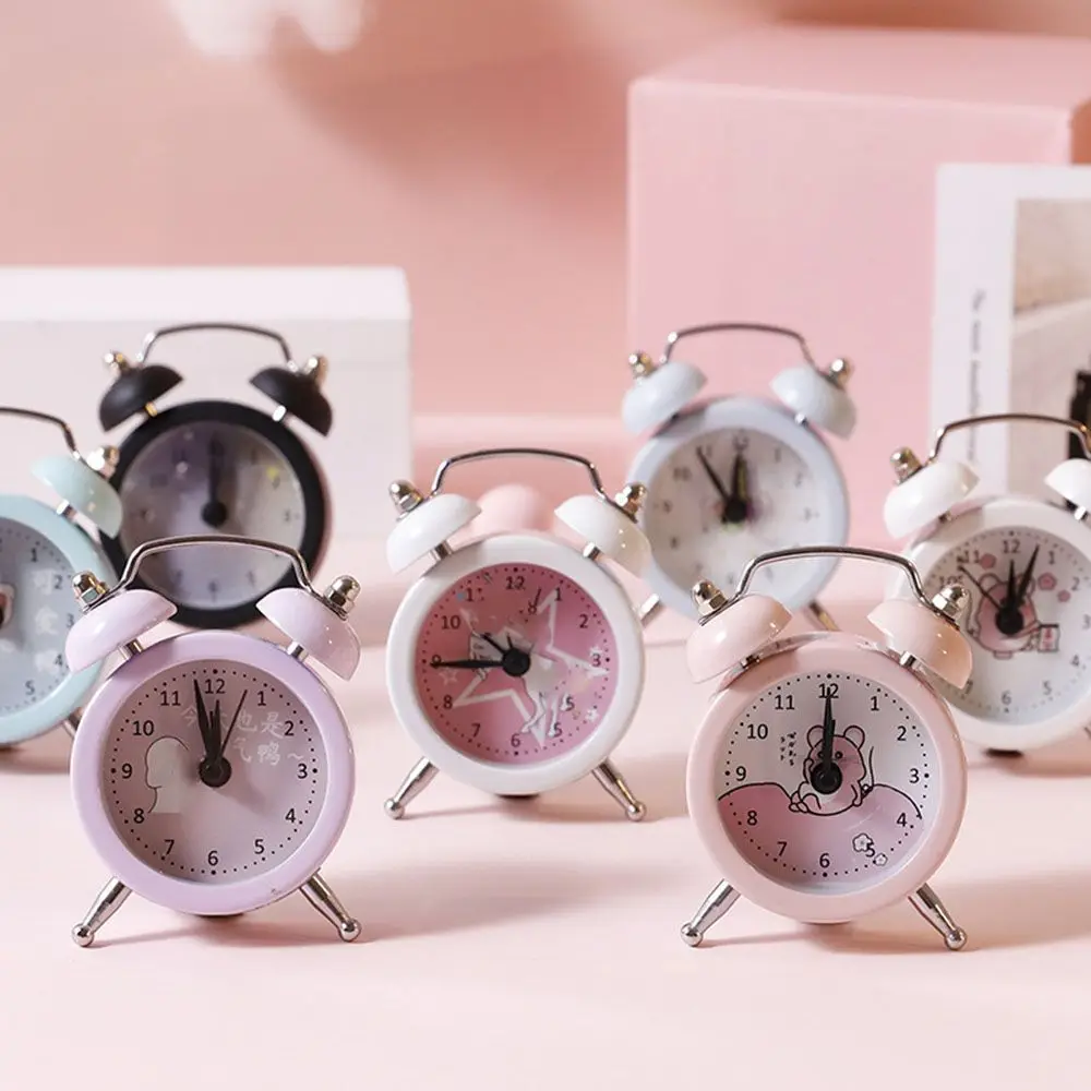 Reloj despertador silencioso para niños, cronógrafo analógico de dibujos  animados, sin tictac, pequeño, con luz nocturna - AliExpress