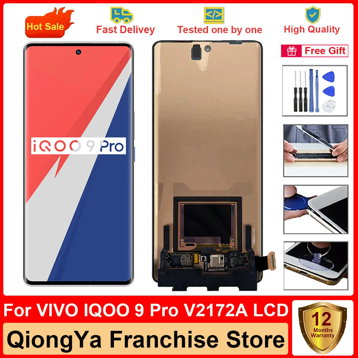 

100% Tested 6.78" Original AMOLED iqoo 9pro Display For VIVO IQOO 9 Pro 5G V2172A I2022 LCD with Touch Screen Digitizer Assembly