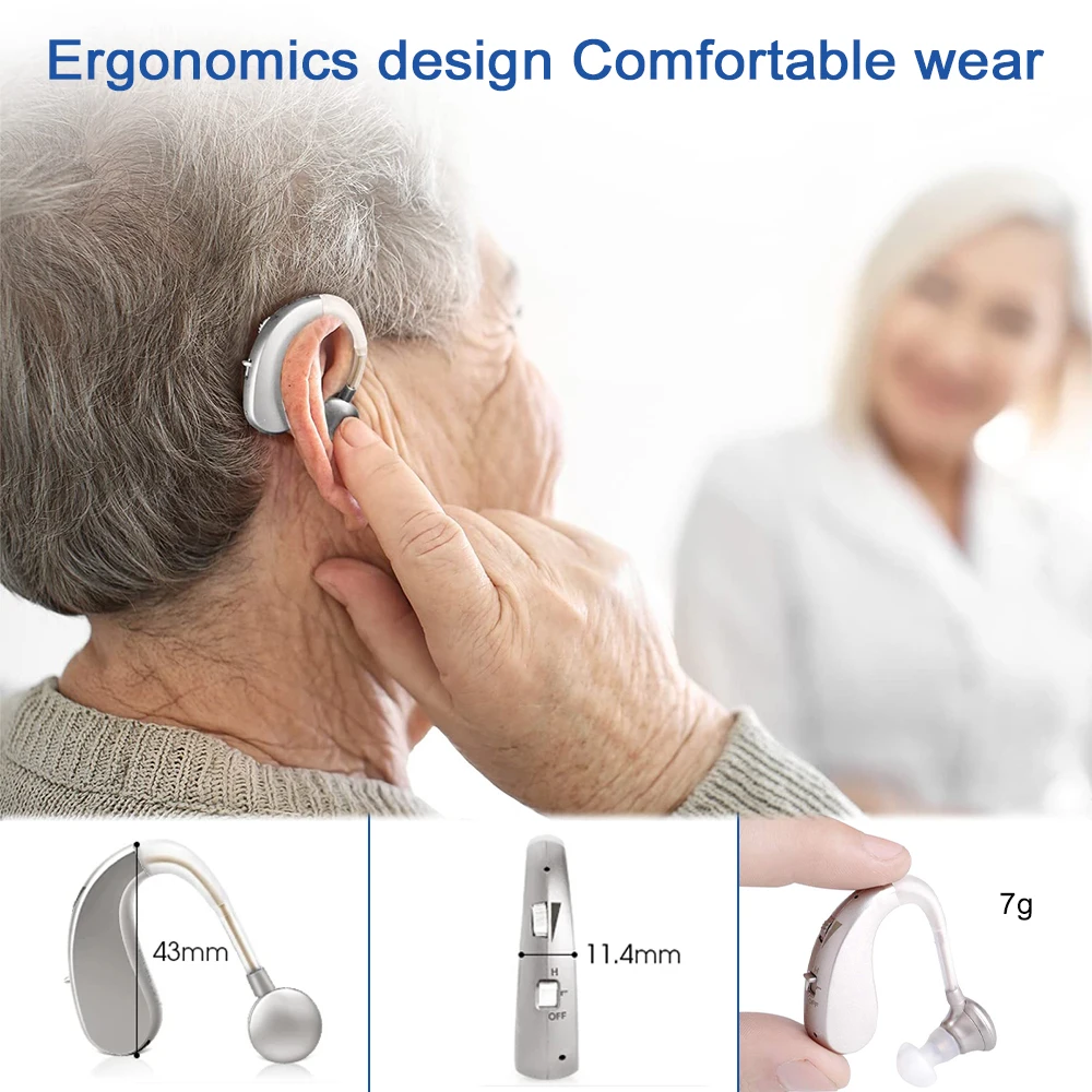 2025 Rechargeable Hearing Aid Adjustable Tone Sound Amplifier Portable Deaf Elderly digital BTE Hearing Aids hearing aid