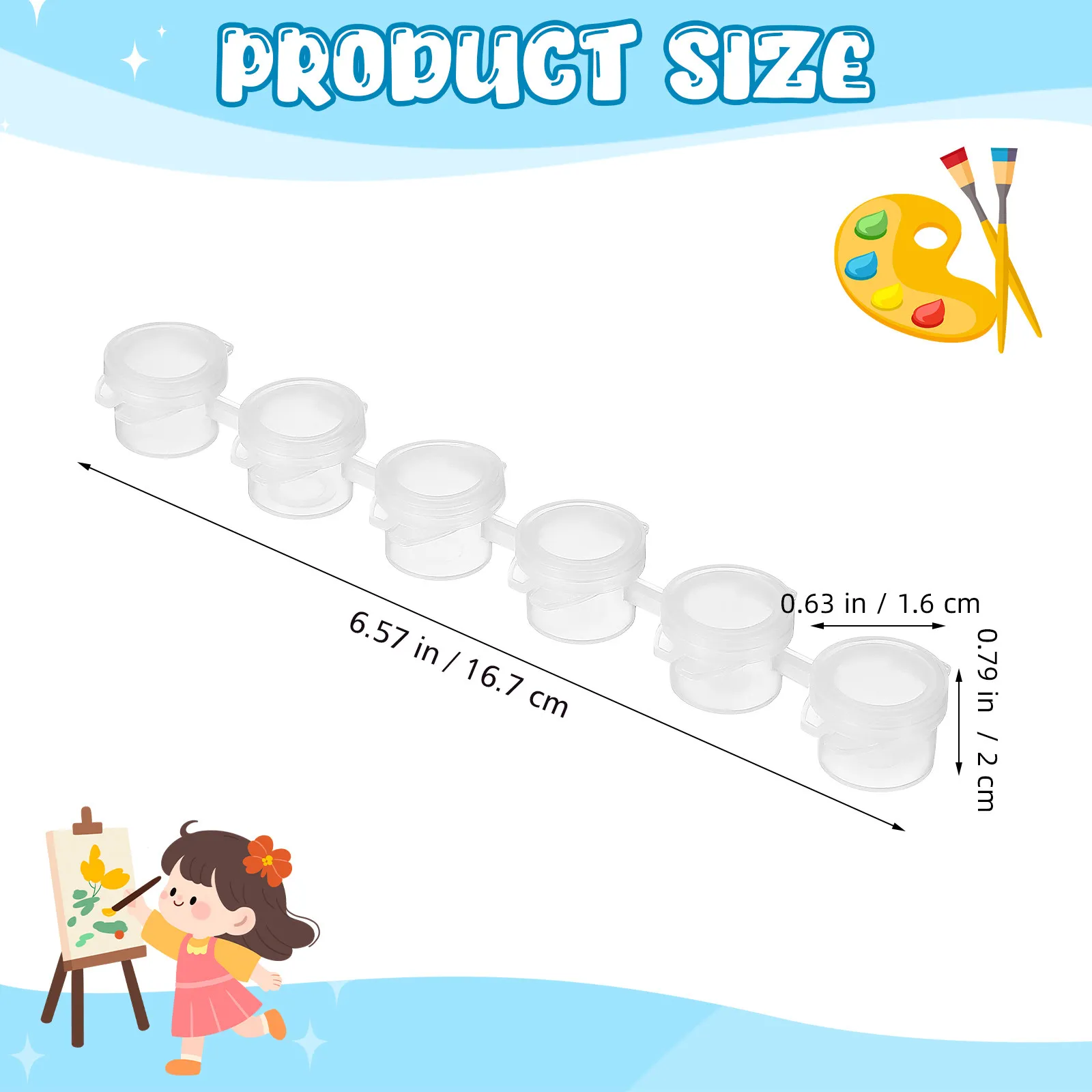5Pcs 빈 페인트 스트립 페인트 컵 포트 투명 미니 저장 용기 수채화 홀더 휴대용 그림 용품