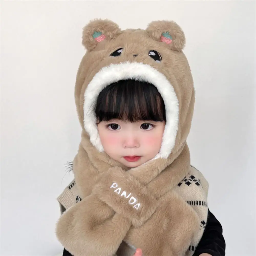 

Cute Scarf Hat Set Neck Warmer Full Face Cover Children Plush With Scarf Solid