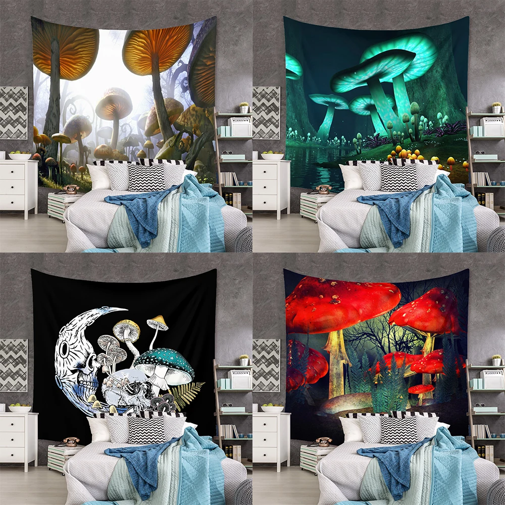 

Room Tapestry Home Decor Decoration Wall Hanging Art Mushroom Hippie Boho Skull Witch Moon Tarot Cloth Psychedelic Coulorful