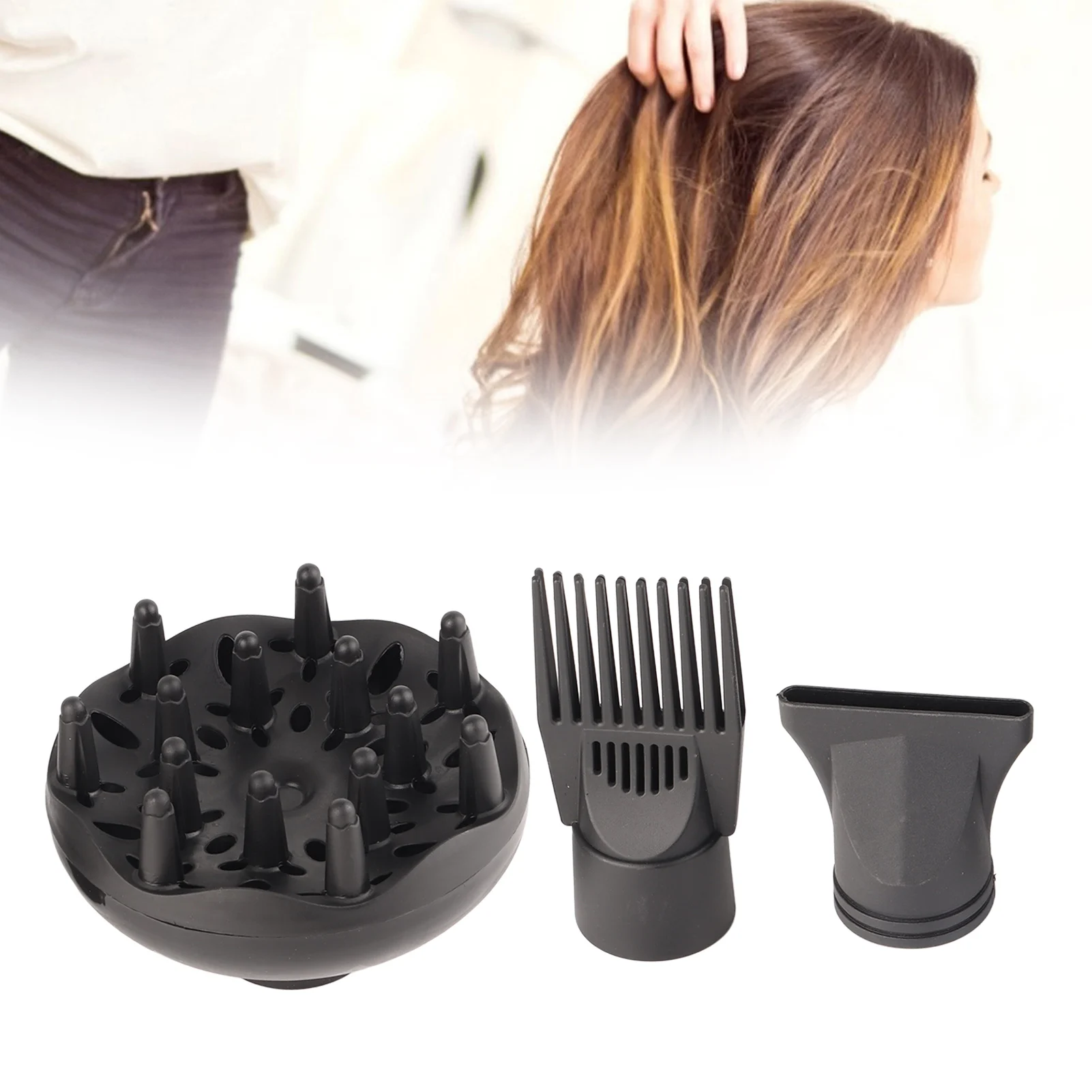 1 Set Hair Diffuser Professional Hair Styling Curl Dryer Diffuser Universal Hairdressing Blower Styling Salon Curly Tool Black