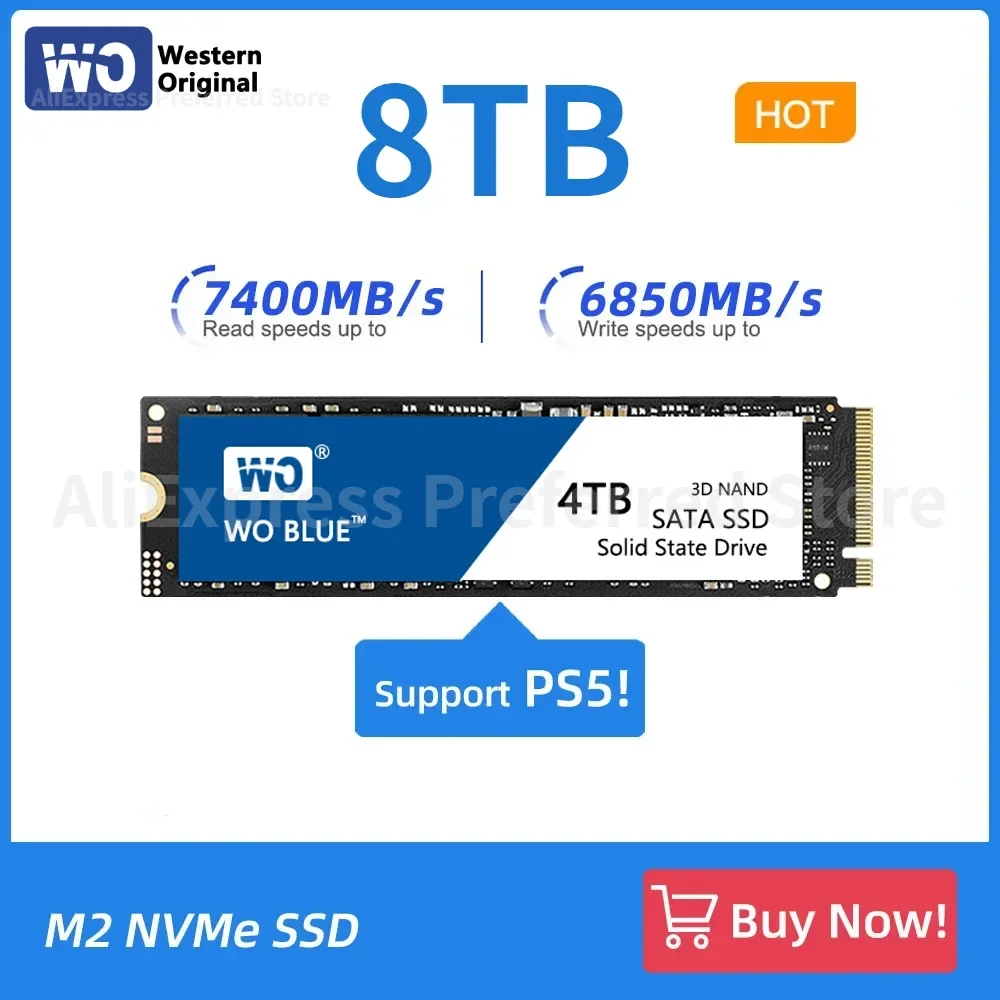 

7400MB/s Blue PS5 SSD NVMe M2 512GB 1TB 2TB 4TB Internal Solid State Hard Drive M.2 PCIe 4.0x4 2280 SSD Disk for PS5 Laptop PC