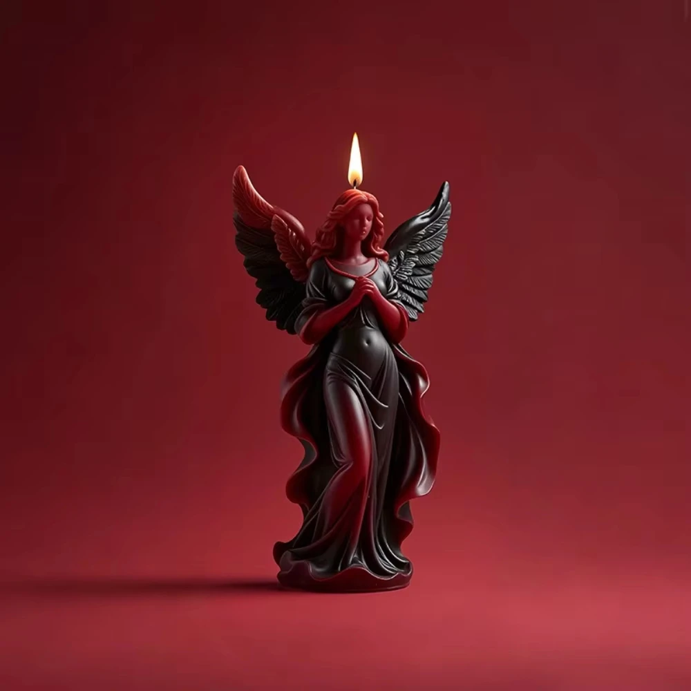 Gothic Winged Angel Relief Candle & Skirted Goddess Resin Mold
