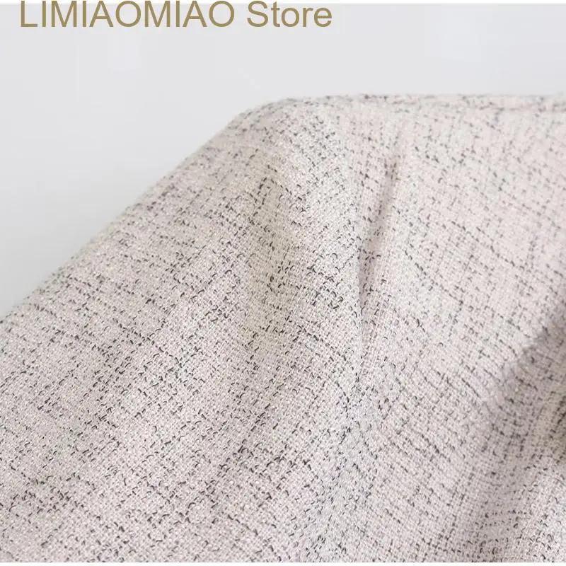 New Chic Linen Blazer Women Autumn Long Sleeve Notched Pocket Double Breasted Female Jacket Elegant Casual Lady Outwear
