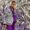 Fashion Purple Men Suits With Shiny Sequin Lace Groom Tuxedos 2 Piece Sets Prom Blazers Slim Fit Costume Homme Customized 1