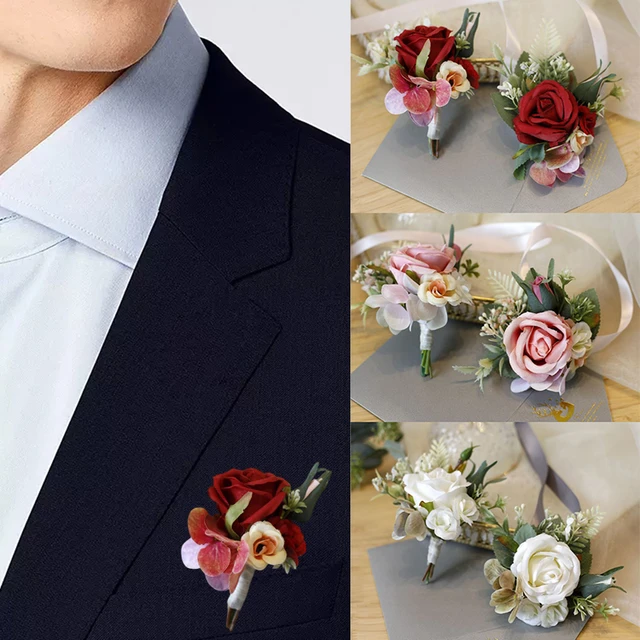 Groom Bride Bridesmaid Wrist Corsage  Wrist Flower Corsage Wedding - Silk  Roses - Aliexpress