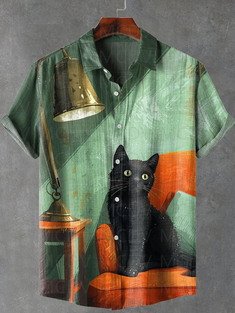 Cat Abstract Art Print T-shirt