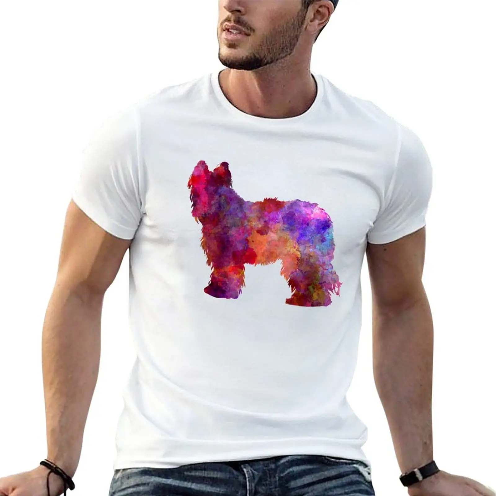 

New Briard in watercolor T-Shirt T-shirt short summer clothes black t shirts funny t shirt mens graphic t-shirts