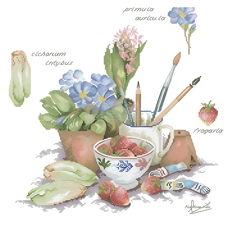 

xiaoyi cotton self-matching cross stitch Cross stitch RS cotton comes with no prints Lanarte 34193 strawberry