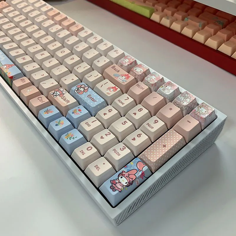 Kawaii Sanrio Kuromi My Melody Cartoon The New Original Height Pbt Sublimation Mechanical Keyboard Keycap Delicate Festival Gift