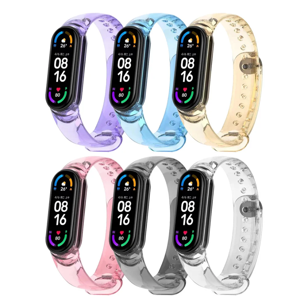 

Ремешок прозрачный для Xiaomi Mi Band 7 6 5 4 3, сменный силиконовый светлый браслет на запястье для Xiaomi Mi Band 5