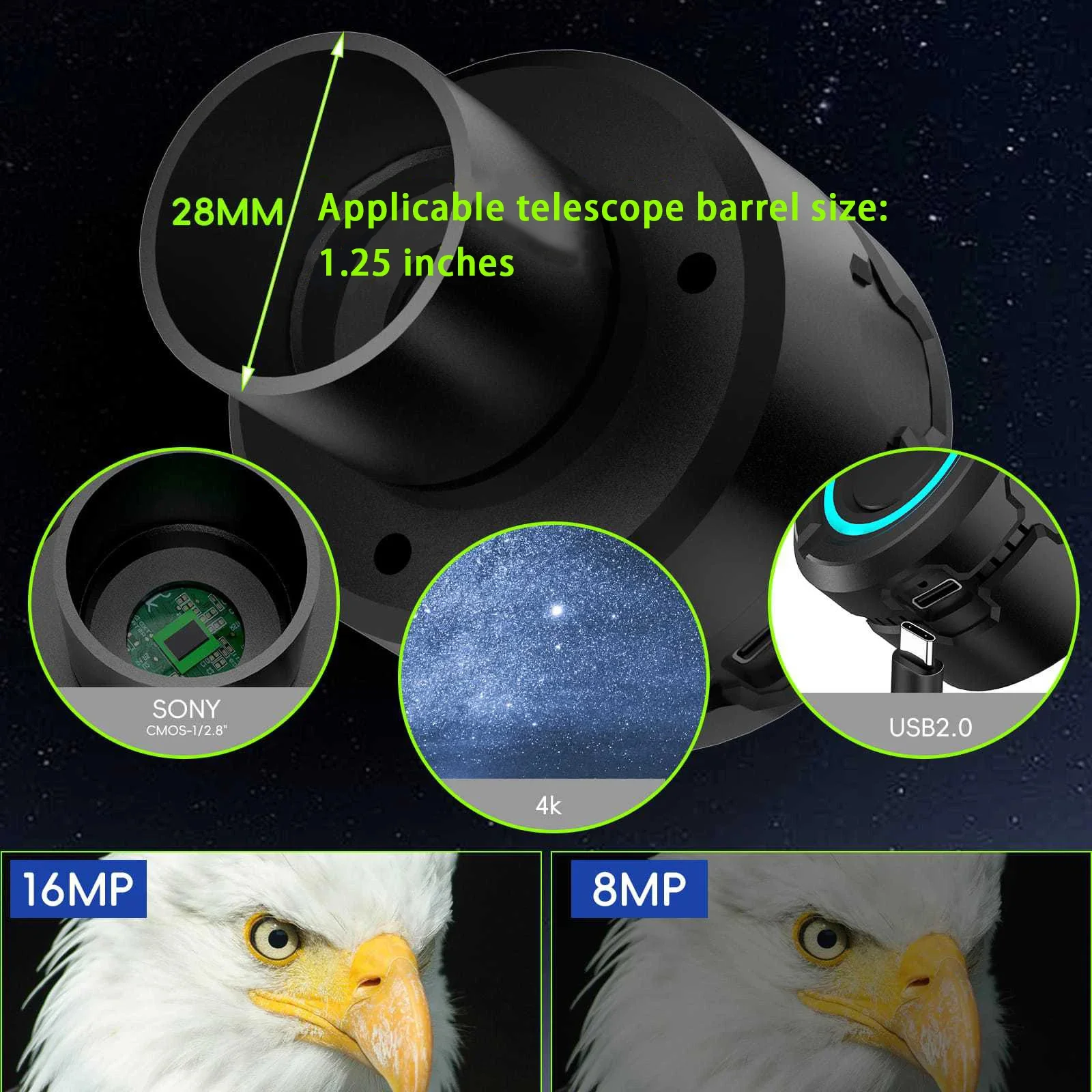 Smart Telescope WIFI High-definition Electronic Eyepiece 5-megapixel Full-color Bird Watching Mirror For Mobile Viewing