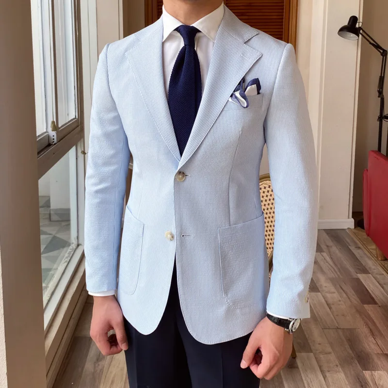 Men slim fit single button suit jacket for party office dress