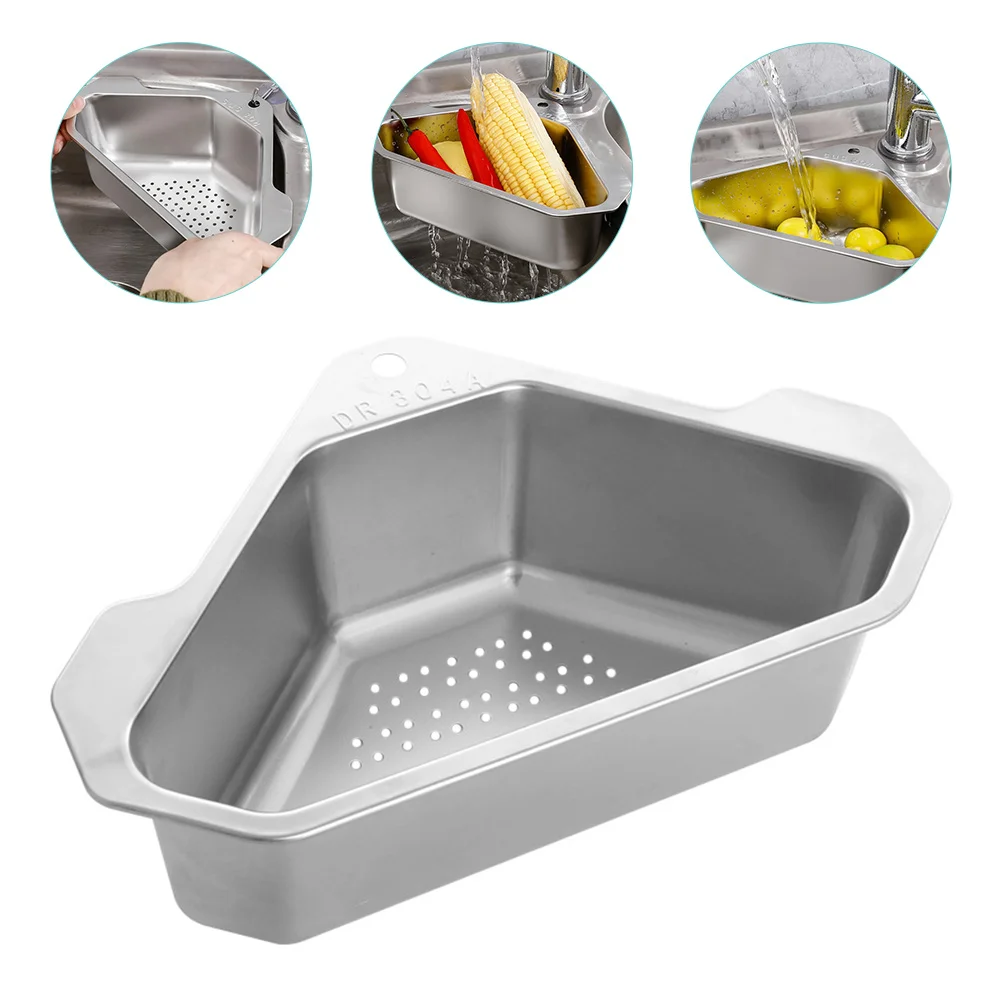 

Triangle Drain Basket Kitchen Gadget Drainage Rack Strainer Filter Sink Fruit Washing Drainer