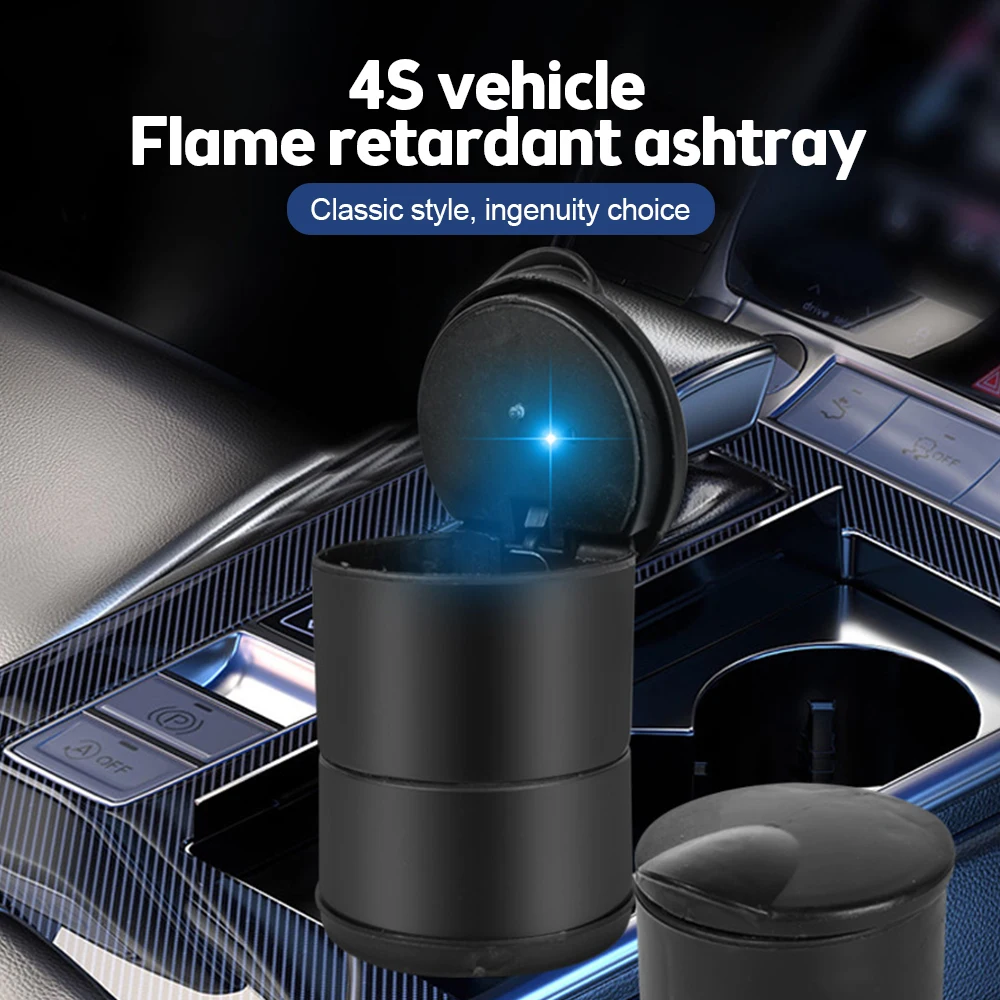 Car Ashtray with LED Light Cigarette Cigar Ash Tray Container Smoke Ash Cylinder Smoke Cup Holder LED Colorful Ashtray