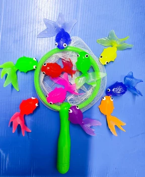 Children's Water Toy Soft Rubber Marine Life Buoy Goldfish Net Fishing Model Swimming Bathtub Holiday Gift 1