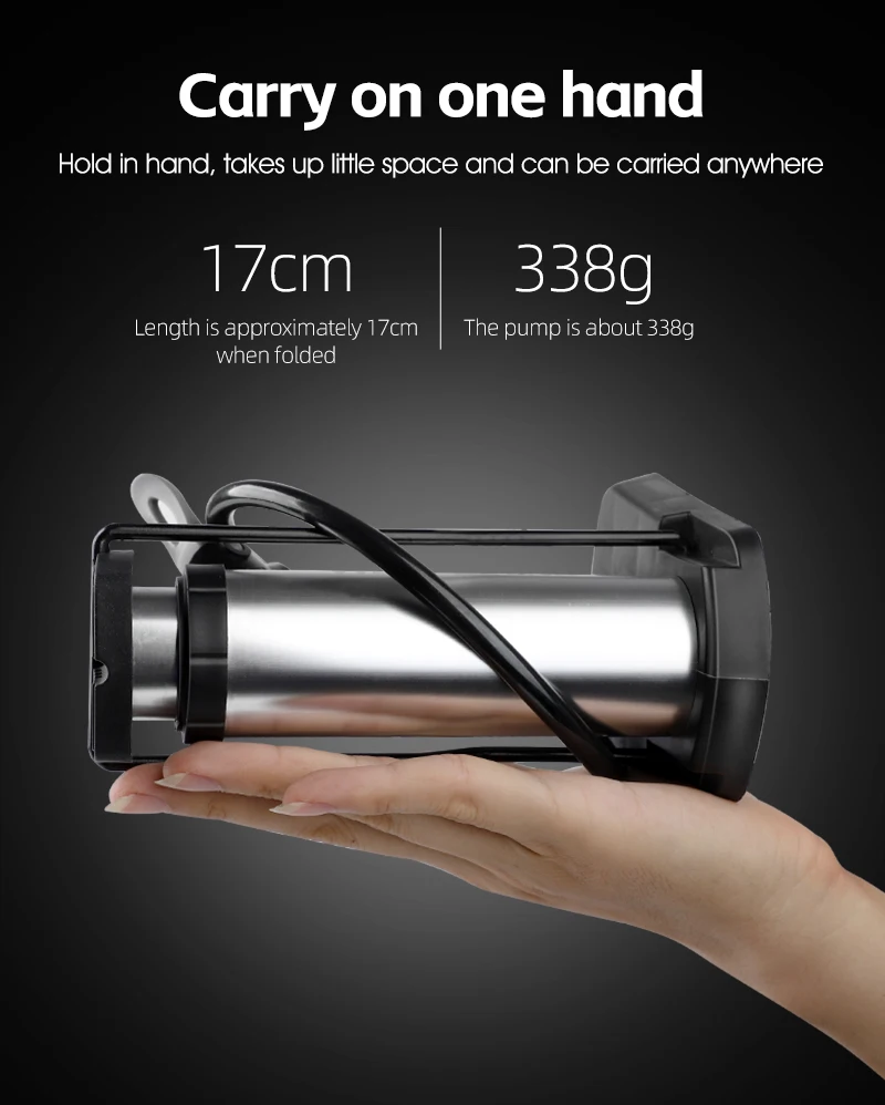 WEST BIKING Fußpedal-Minipumpe 120 PSI mit Manometer aus Aluminiumlegierung für Presta- und Schrader-Ventile, geeignet für MTB, Rennräder, Bälle und Spielzeug. – Detail 4