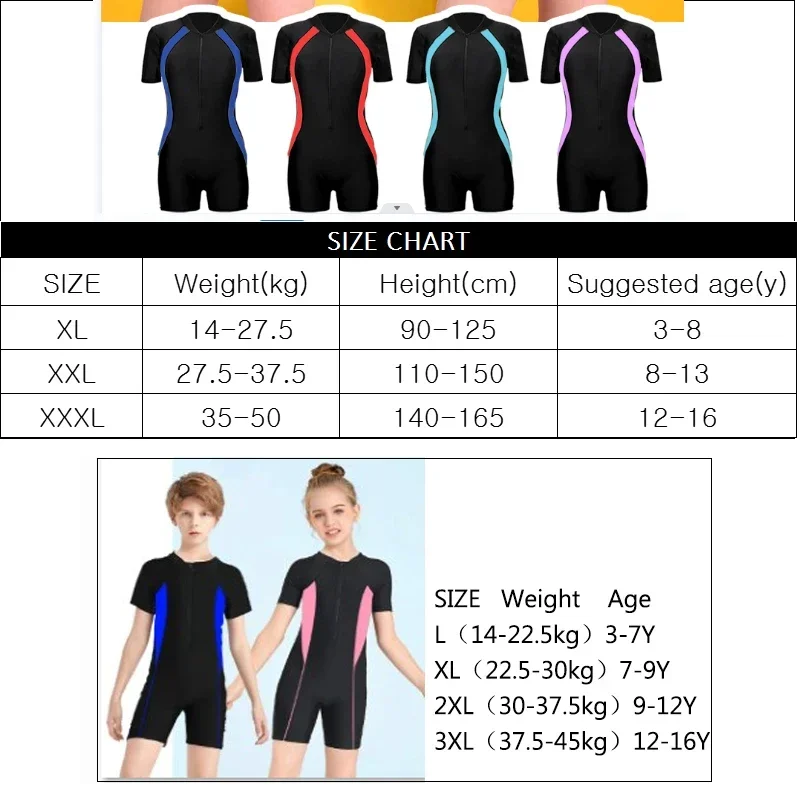 Children swimwear Swimsuit one piece Kids Boys Girls One-piece Swimsuit Zipper Sunscreen Diving Suit