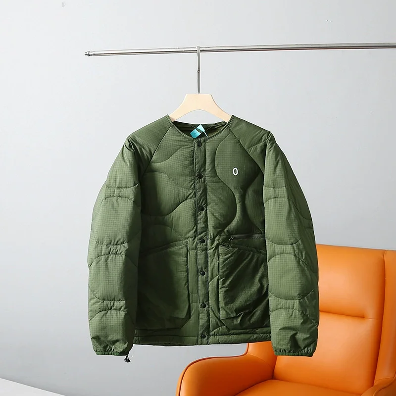 Weiße Entendaunen-Winterjacke für Paare, winddicht, wasserdicht, Sport, leicht, warm, Kragenlos, Outdoor, Trekking und Skifahren – Detail 5
