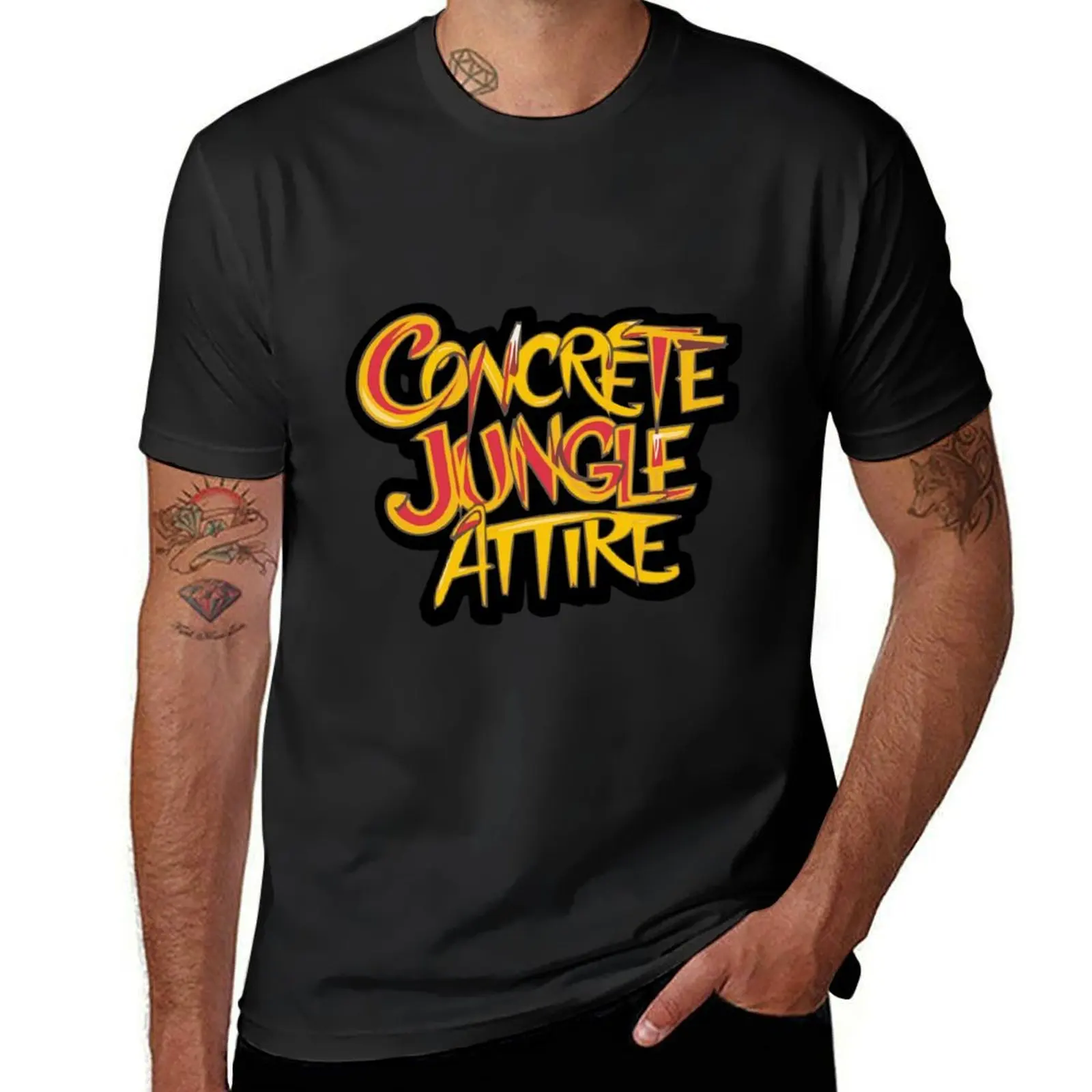 Concrete Jungle Attire, streetwear style fashion T-shirt customizeds blacks anime Aesthetic clothing mens big and tall t shirts