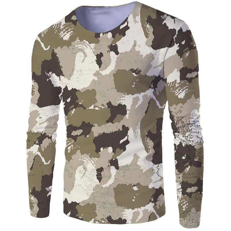 Mens Camo Long Sleeve T Shirt Pullovers