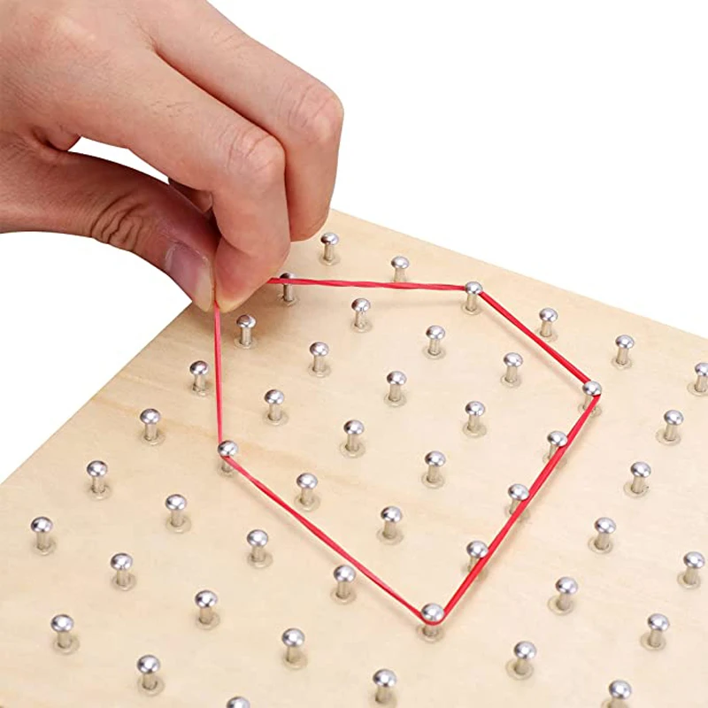Children Math Geometric Shape Rubber Band Nailboard Games Kids Early