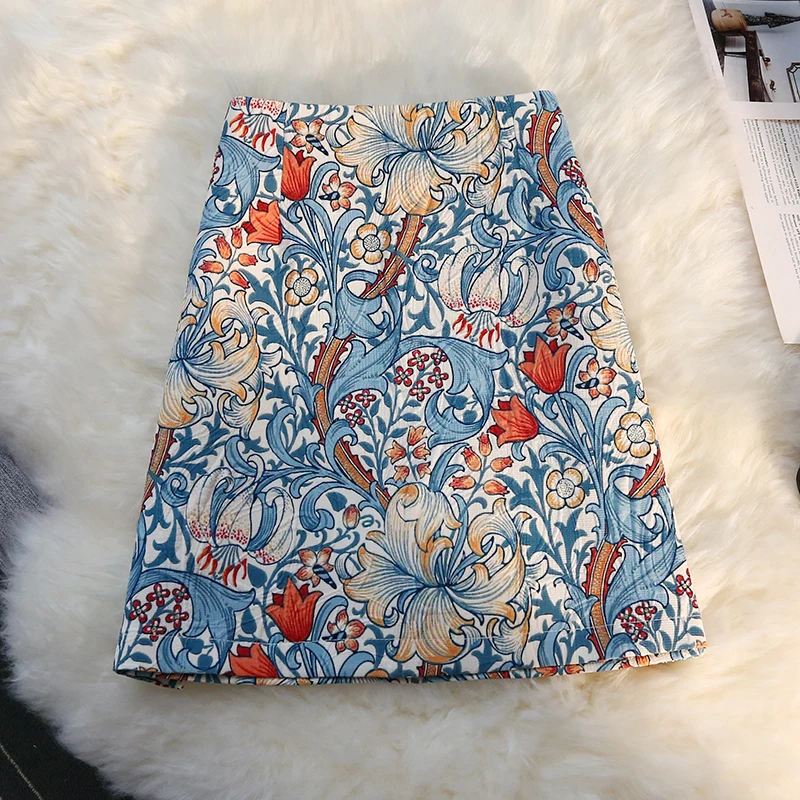 

Skirts Womens Spring Summer Fashion Vintage High Waist Printed Skirts Short A-line Skirt Ladie Jupe Femme Faldas Mujer Moda 2022