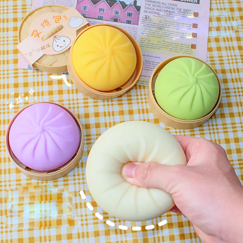 

Fidget Kawaii Squishy Antistress Ball Toys for Adults Fake Buns Steamed Simulation Dumpling Hamburger Stress Relief Squeeze Toy