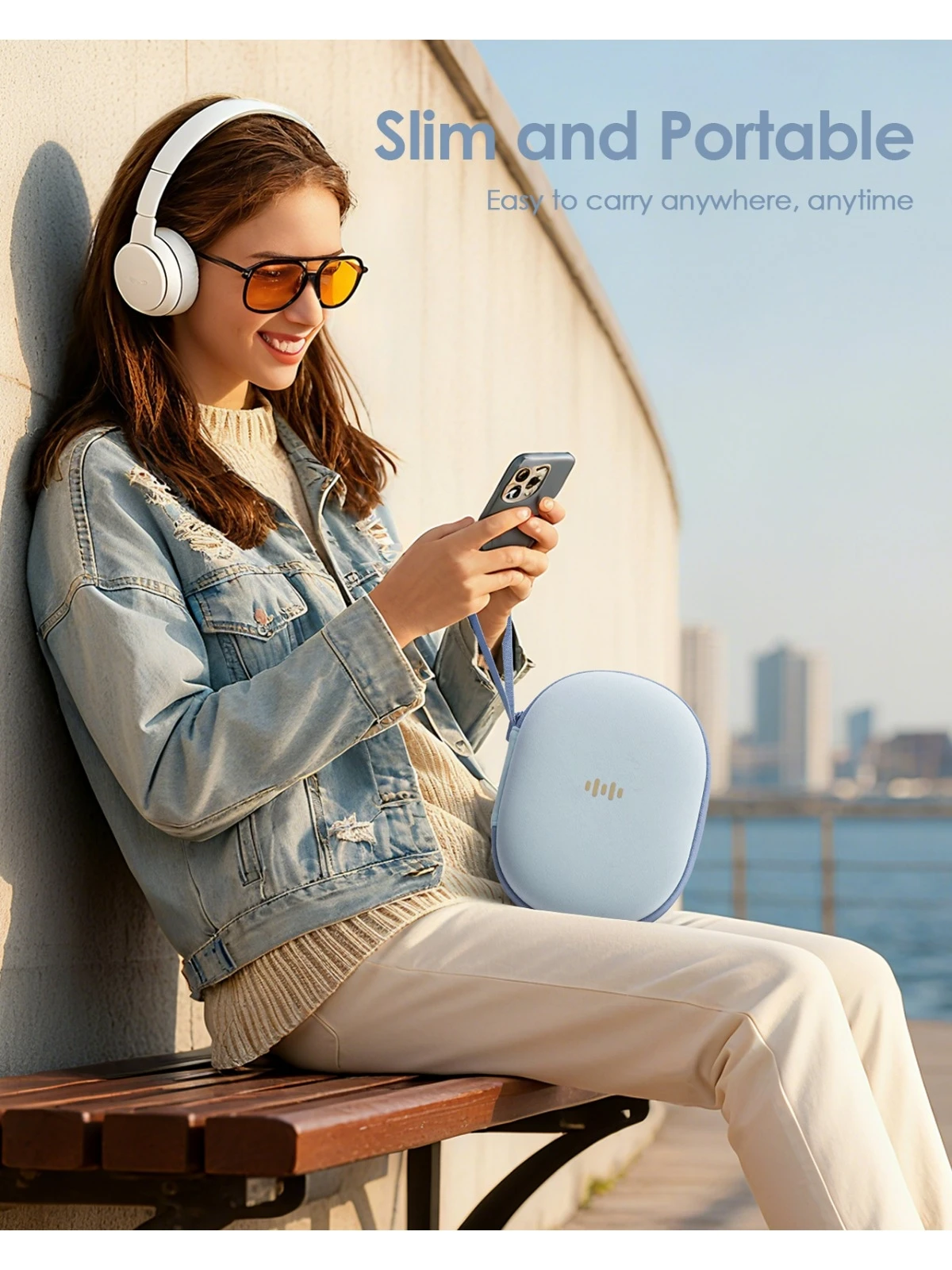 Semi-Foldable Headphones Hard Case for Sony WH-1000XM4, Soundcore Q30, Bose QC Ultra, Shockproof EVA Shell Travel Storage Bag
