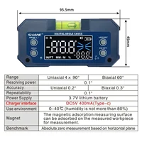 SHAHE Digital Angle Protractor Rechargeable Dual Axis High Precision Level Gauge Digital Angle Meter With Wireless Optional 2
