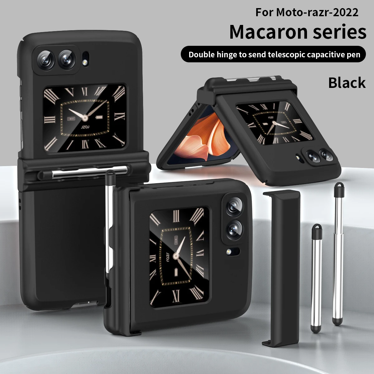 

Чехол на 2 петли для Motorola MOTO Razr 2022 Razr 3 5G противоударный с двумя петлями отправляется 1 Телескопическая емкостная ручка чехлы для телефонов