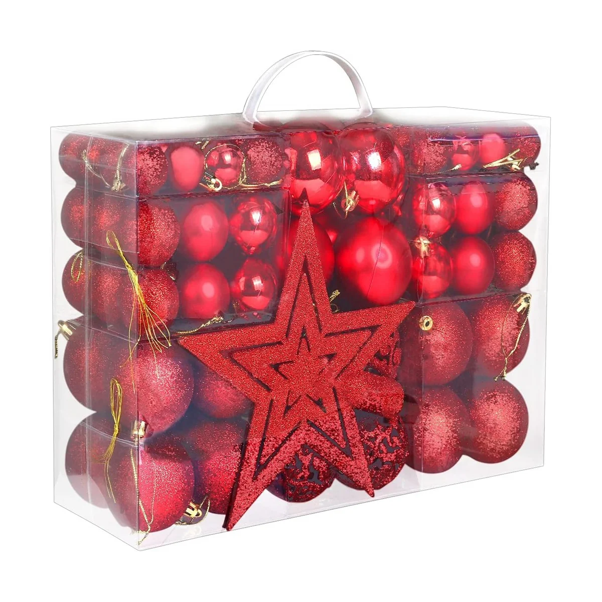 

101Pcs Red Christmas Ball Ornaments for Christmas Tree, Shatterproof Christmas Tree Balls Decorative Baubles Hanging