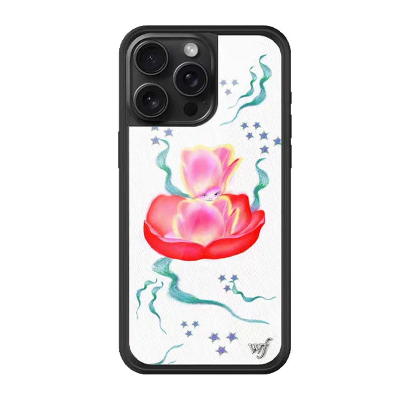 Floral Cartoon Animal Acrylic Phone Case - Wildflower Kawaii Design