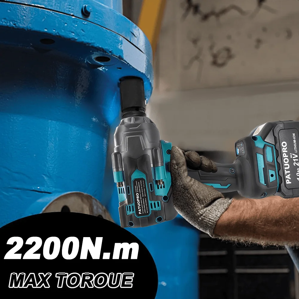 PATUOPRO 2200N.m Torque Brushless Electric Wrench 1/2" 6-Speed Adjustable Rechargeable Driver Power Tools For Makita 18V Battery 6