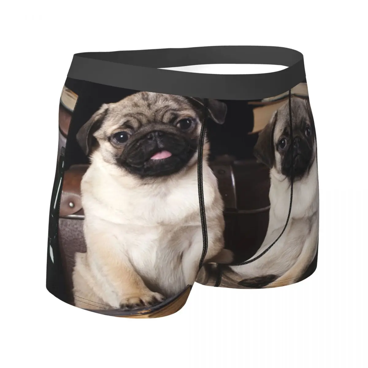 Men Pug Animals Cute Dog Lover Underwear Novelty Boxer Shorts Panties Male Breathable Underpants Plus Size