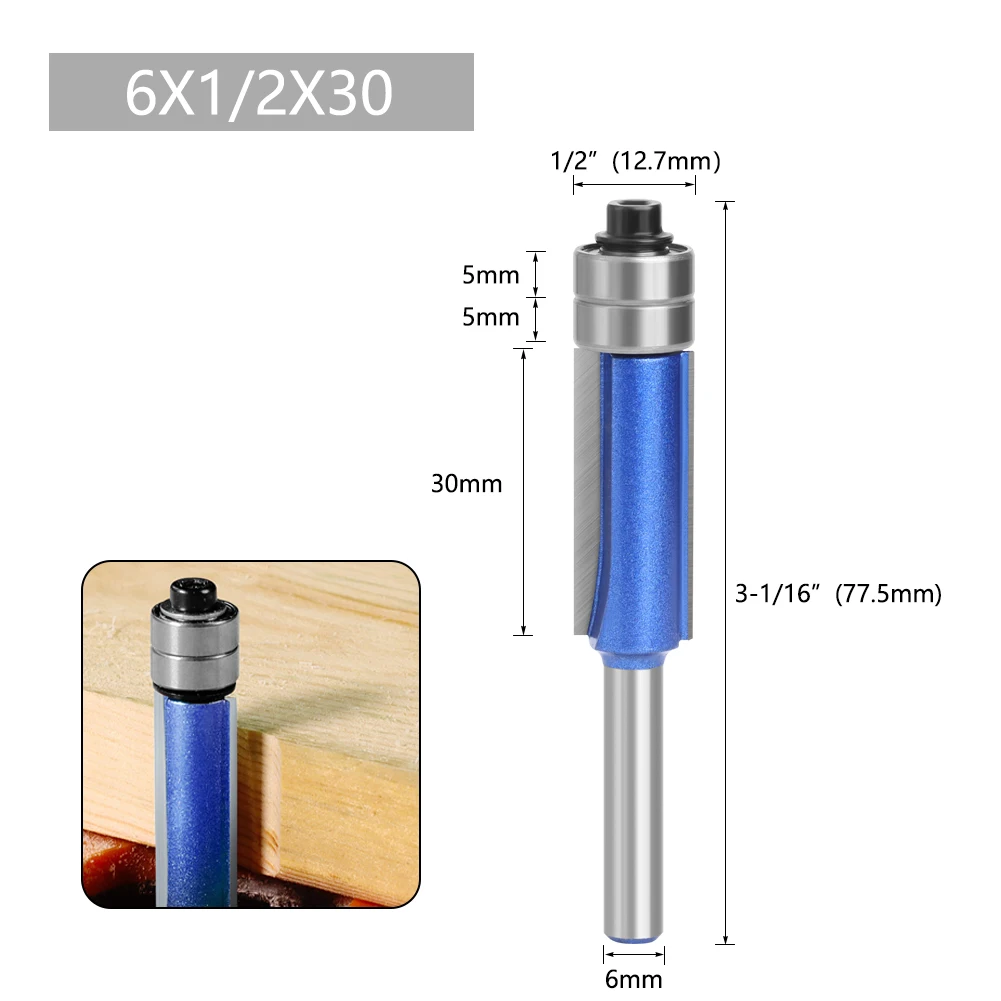 LAVIE 4PCS 1/4 6MM Schaft Doppel Lager Flush Trim Bit Router Bit Set Holz Fräser Für Holz bit Planfräser C06 – Detail 7