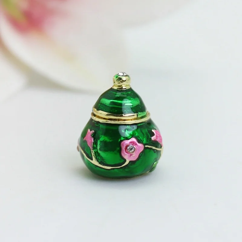 SHINNYGIFTS Marokkanisches Teekannen-Set, Schmuck-Schmuckkästchen, aufklappbar, handbemalt, Emaille, geschätzen Schmuckstücke, Sammlerstück, Schmuckschatulle, Ring – Detail 10