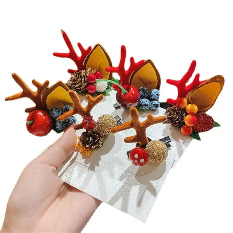 New Year Christmas Hair Pin Children Barrettes Bow Deer Santa Claus Kids Christmas Headwear Kids Hair Accessories