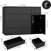 5 Drawer Dresser, Black Dresser Modern Dresser for TV Stand, Double Dresser Wide Storage Chests of Drawer with Door, Deep Drawe 3
