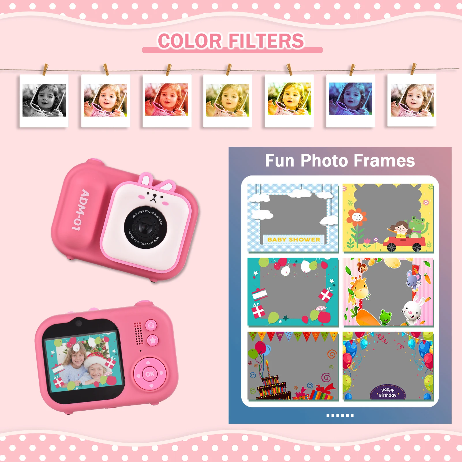 Fotocamera Stampa Istantanea Per Bambini - Regalo Divertente Con Zoom 16X E Schermo 2,4 Pollici