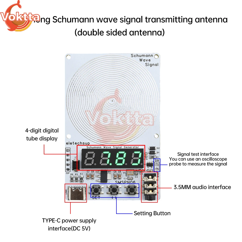 Signal Generator Kit Signal Generator Waves Resonance Generator DC 5V 7.83Hz Schumann Wave Generator 0.01Hz~9999Hz Sine Wave Adjustable 4-Digit Digital Tube Audio Resonator