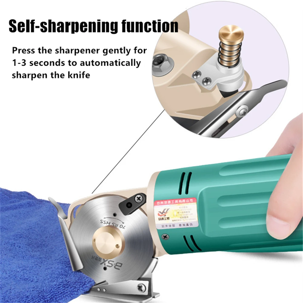 Electric Fabric Scissors 110V/220V Rotary Blade Fabric Tool Leather Fabric Electric Cutter Kit Cutting Saw Tool 4