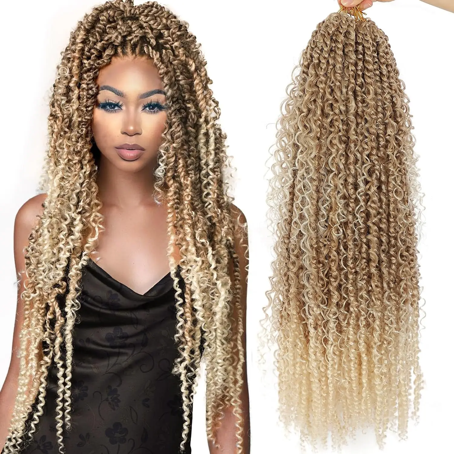 Boho Style Passion Twist Hair 22 inches long pre-Twist crochet goddess Passion Twist pre-loop curl crochet Boho Style Tw