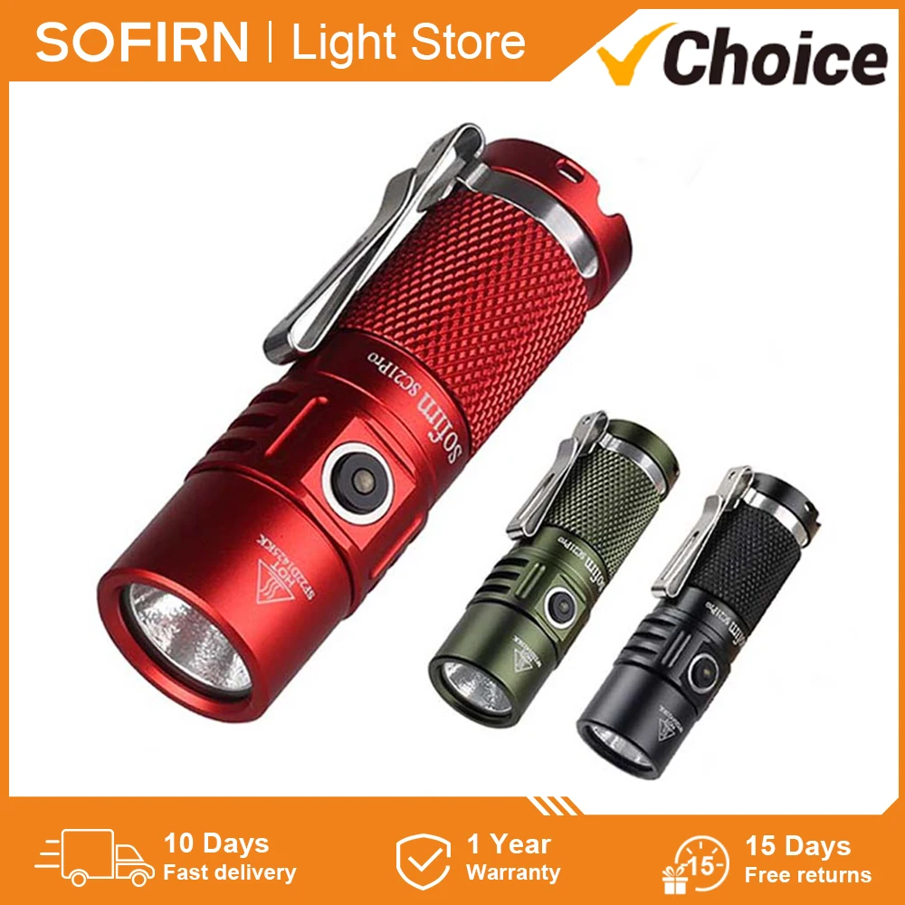 Sofirn SC21 Pro Anduril 1.0 Mini 16340 Powerful LED Flashlight USB C Rechargeable 1100lm LH351D 90CRI