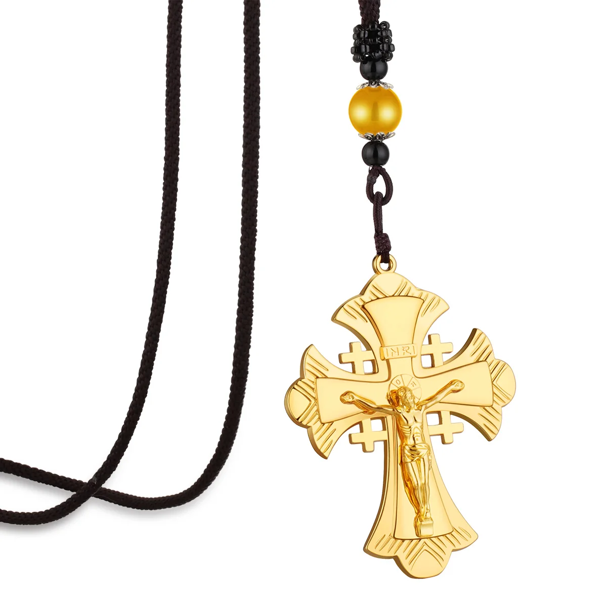 YFN Collana Cross Gerusalemme Crociato Argento Sterling Ciondolo Croce Conchiglia Abalone Gioielli Regalo Croce Religioso per Donna Uomo