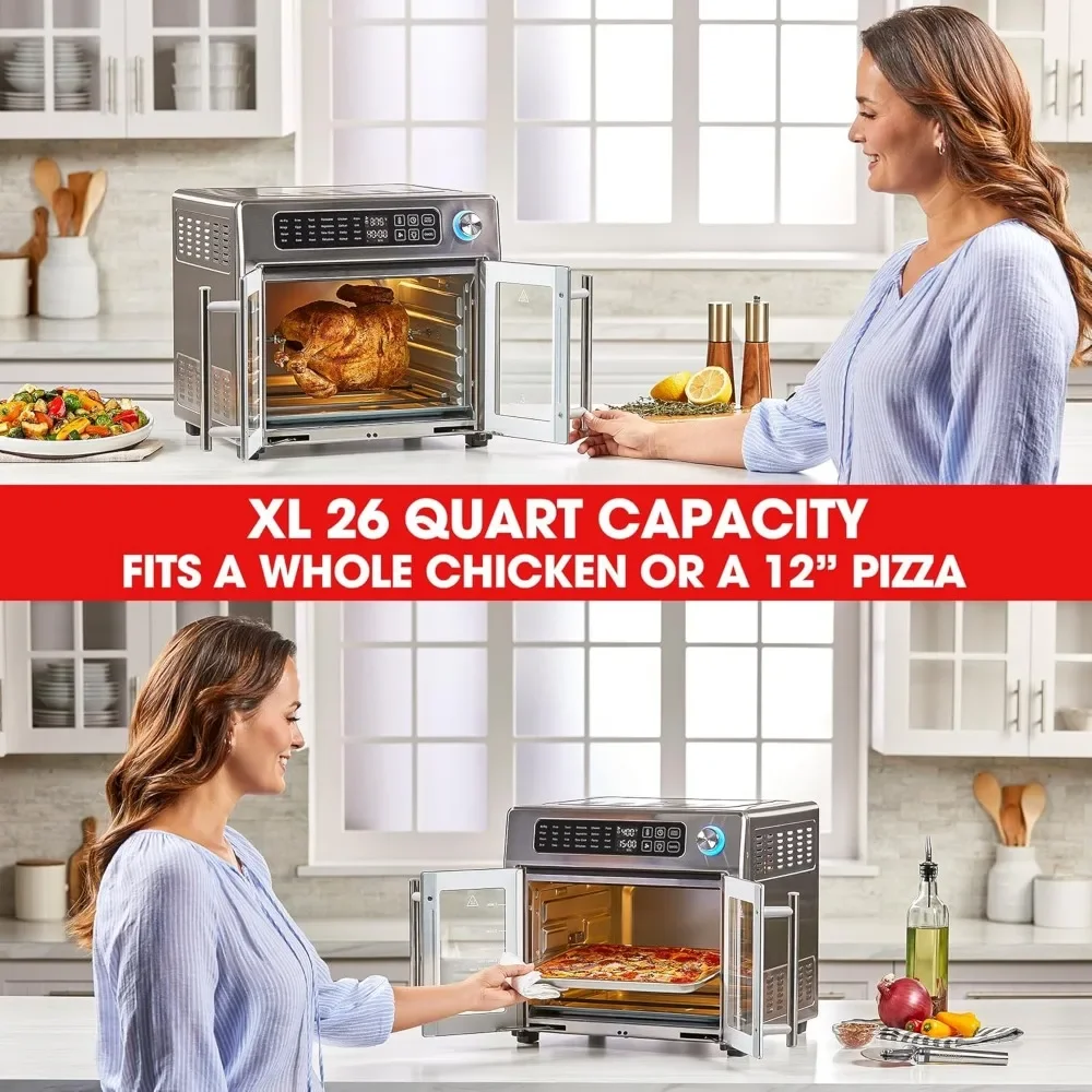 T Extra Large Air Fryer, Convection Toaster Oven with French Doors, Stainless Steel 4