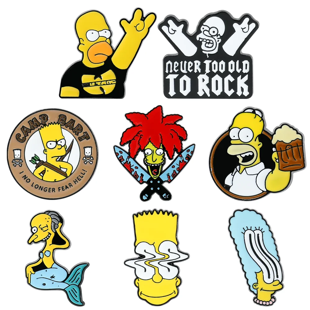 Disney The Simpsons Smalto Pin Cartoon Figure Bart Simpson Homer Jay Simpson Spilla Distintivo In Metallo Giacca Jeans Spilla Gioielli