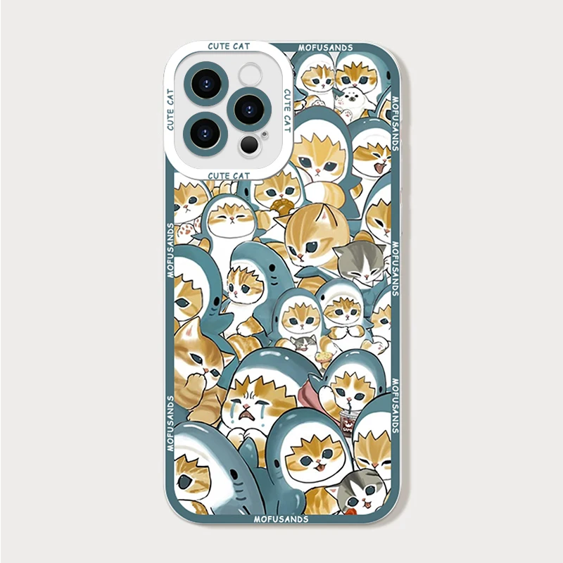 Cartoon Shark Cat Clear Phone Case